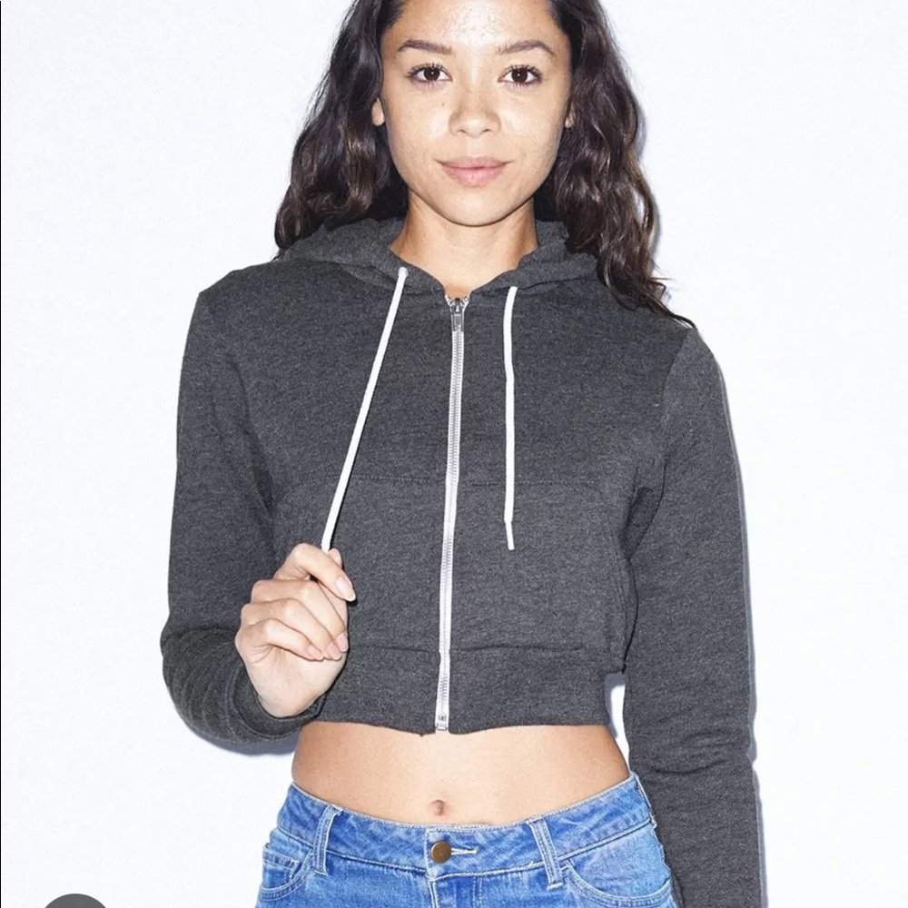 American Apparel Crop Zip Up Hoodie